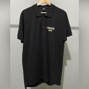Moschino Black Polo with Colorful Logo
